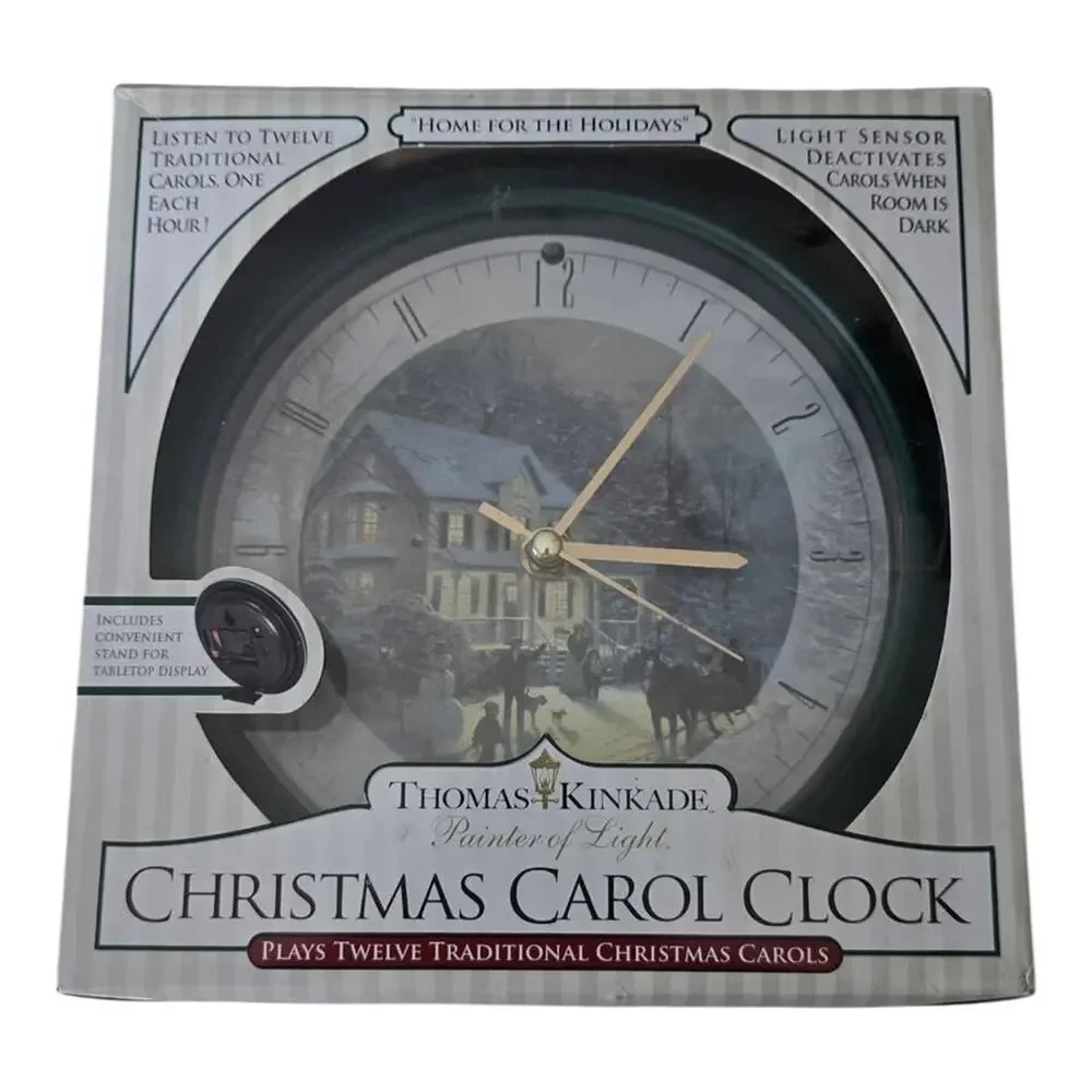 Thomas Kinkade Christmas Carol Clock Home for the Holidays